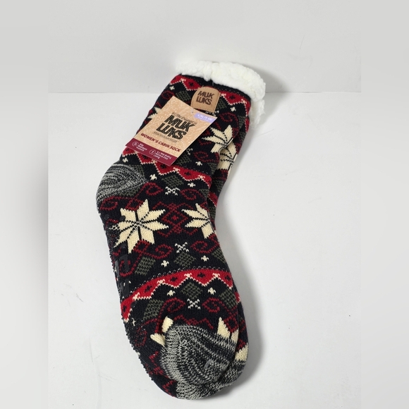 Muk Luks navy multi sheria lined slipper socks womens L/Xl nwt - Picture 1 of 3